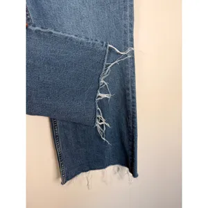 Frye Blue High Rise Wide Leg Raw Hem Denim Jeans Size 31 Med Wash Patch Pocket thumbnail 4