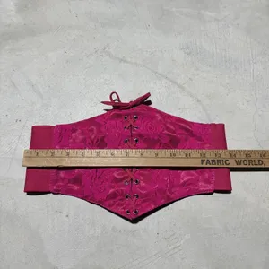 Lavish By Daisy Corset Bustier Large PVC Pink Floral Lace Up Front Sexy Lingerie thumbnail 4