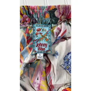 Johnny Was Esplanad Silk Palazzo Pant XL Floral Geometric Wide Leg Boho Colorful thumbnail 8