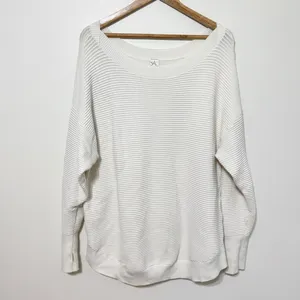OFFLINE by Aerie Home Stretch Sweater Size Large White Boatneck Off The Shoulder thumbnail 2
