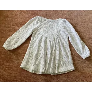 Annie Griffin white cotton eyelet lace blouse XS long sleeve boho top thumbnail 8