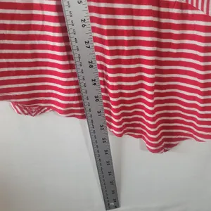 BLEU Stripe Asymmetric Hem Tunic Top XL Red White Multi Directional Long Sleeve thumbnail 6