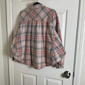 Oversized Plaid Flannel Shirt Button thumbnail 9
