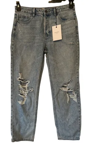 HIDDEN Los Angeles Bailey High Rise Boyfriend Jeans‎ Distressed Light Wash Sz 28 thumbnail 1