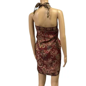 Source Unknown Burgundy Metallic Gold Paisley Print Wrap Scarf Pashmina Sarong Tapestry Fringed thumbnail 3