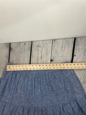 Matty M Blue Chambray Tiered A-Line Midi Skirt size XXL thumbnail 12