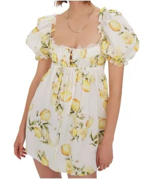 For Love and Lemons Serafina Citrus Print Open Back Mini Dress Size Small thumbnail 1