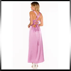 🌸 Show‎ Me Your Mumu Satin Maxi Dress Pink 💕 NWT Size Small 🌸 thumbnail 2