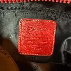 NWOT Fossil Shoulder Bag Red Nylon Multi Pocket‎ Key Charm Leather Strap thumbnail 6