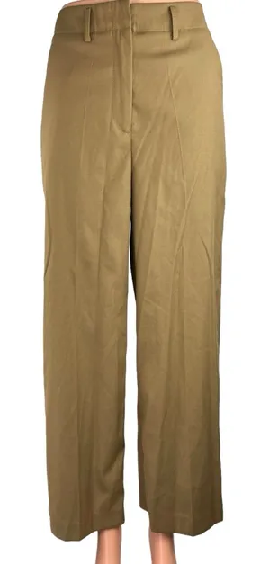 NEW Oak + Fort Women Beige High Rise Straight Wide Leg Career Dress Pants Sz S thumbnail 1