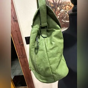 Bueno Lime Green Faux Leather Convertible Backpack Shoulder Bag Boho Chic Large thumbnail 4