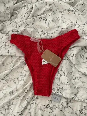 Red Crochet Bikini Bottom Size L thumbnail 4