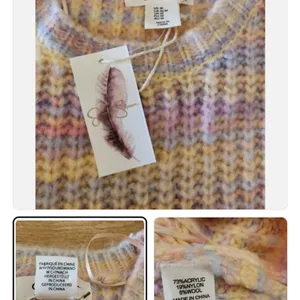 Jessica Simpson Pastel Striped Cropped Oversized Wool Sweater | Medium thumbnail 2