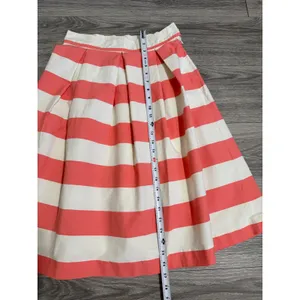 100% Cotton Womens Midi Skirt Size M Pink White Striped Pleated‎ Mod Nautical thumbnail 8