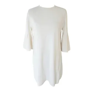 Anthropologie Moth Cream Ivory‎ Bell Sleeve Knit Sweater Shift Dress Medium thumbnail 2