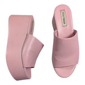Steve Madden Christa Pink Leather Retro Y2K Chunky Platform Slide Sandals Sz 8 thumbnail 1