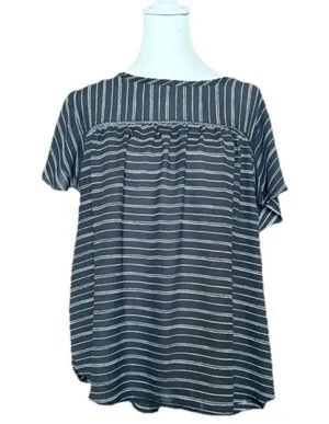Ava Viv Striped Black and White Women's Short Sleeve Top Size 1X thumbnail 1
