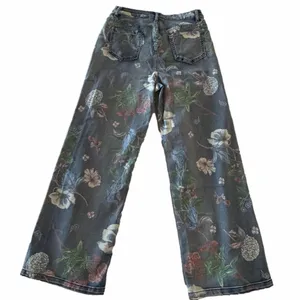 Women's Denim Floral Stamped Jeans Size Large #260709 thumbnail 10
