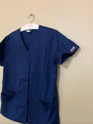 Cherokee Workwear Blue Button Up Scrub Top Size XS Womans thumbnail 2