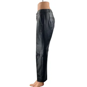 Banana Republic Womens Black Faux Leather Vegan Straight Trousers Pants Size 2 thumbnail 2