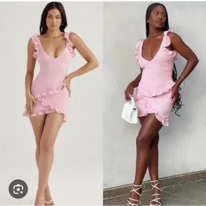 NWOT House of CB Tania pink ruffle mini dress sz L thumbnail 2