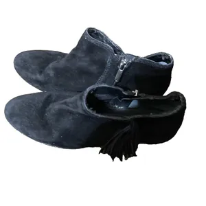 Sam Edelman Black Ankle Bootie‎ Suede Women 9.5M Paige Fringe Block Heel thumbnail 2