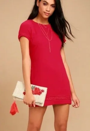 Lulus Perfect‎ Time Shift Dress in Red Size Small thumbnail 1