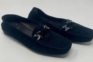Stuart Weitzman‎ Black Suede Perforated Loafers thumbnail 1