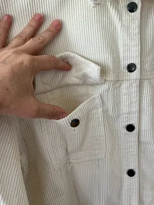Corduroy Jacket Sz L‎ Women's Casual Solid Beige Cream Button Down with Pockets Size L thumbnail 2