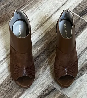 Antano brown leather open toed booties Size 7.5 thumbnail 1