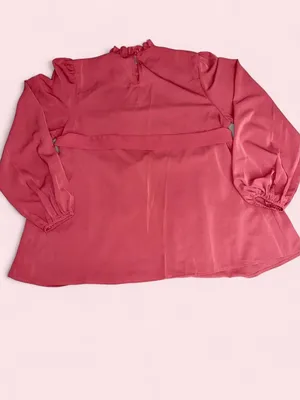 SHEIN Maternity Coral Pink/Salmon Tie-Front Belt Blouse thumbnail 3