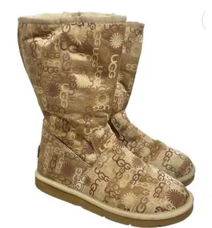 Ugg Classic Metallic Monogrammed Logo Print Fleece Lined 5515 Calf Boots 8 thumbnail 1