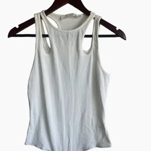 ASTR‎ Women Bodysuit M Ivory Ribbed Cutout Y2K Neutral Festival Clubwear Top thumbnail 4