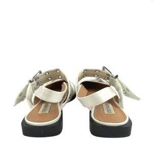 Steve Madden Graya White Patent Leather Studded Pointed Toe Slingback Flats 8 thumbnail 3