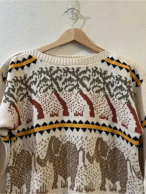 The Villager Women's Fair Isle Vintage Elephant Knit Long Sleeve Cozy Sweater‎ M thumbnail 3