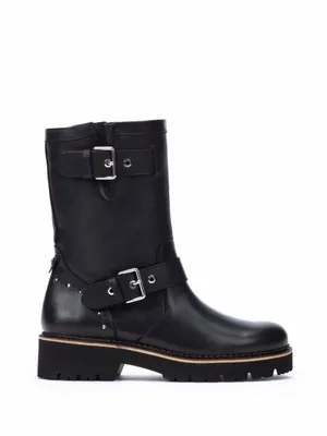PIKOLINOS Black Leather Mid-Calf Buckle Combat Boots Size 41=US Size 9.5-10 thumbnail 2