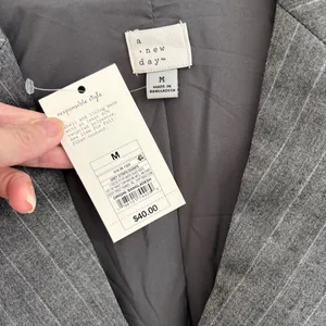 A New Day Women's Button Up Blazer Jacket, Gray Pinstripe, Medium NEW thumbnail 4