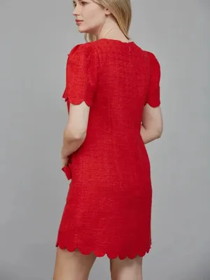 *NEW* Fate Scallop Edge Puff Sleeve Tweed Dress thumbnail 2