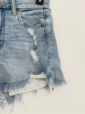 American Eagle Outfitters Light Wash Distressed Denim Shorts thumbnail 6