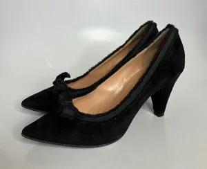 Marc by Marc Jacobs Pumps Womens 36.5 Black Good Suede Pointed Toe Bow Italy thumbnail 1