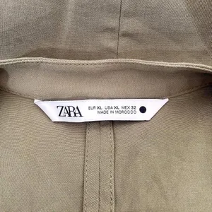 Zara‎ ZW Collection Belted Mini Dress Structured Khaki Green Utility Safari XL thumbnail 6