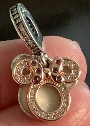 Pandora Disney Minnie Mouse Mom Double Dangle Charm 782615C01 S925 thumbnail 1