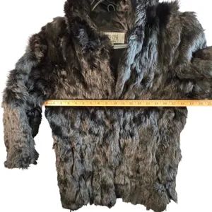 Wilsons Leather Maxima Genuine Fur Coat Hooded Black Belted Pom Luxury‎ Small thumbnail 6