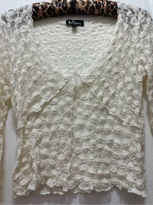 2000s Y2K Self Esteem Cream Lace Long-Sleeve Top Medium thumbnail 3