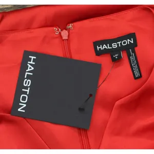 Halston Womens Satin Surplice-Draped Cross Over Neck Blouse Top Bright Red L thumbnail 3