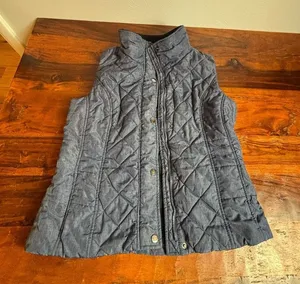 Coldwater Creek‎ Womens Puffer Vest Blue Diamond Quilted Mock Neck Size S thumbnail 1