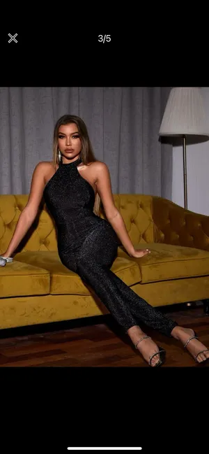 Black Sequin Jumpsuit Size M thumbnail 1