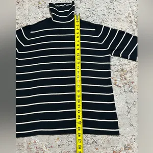 LAUREN RALPH LAUREN ribbed turtle neck sweater size XL black white 100% cotton thumbnail 7