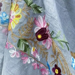 NWT Bijoux Terner Embroidered Floral Border Scarf / Wrap Shawl thumbnail 6
