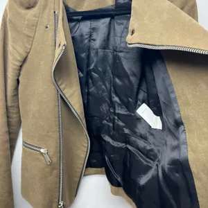 Zara Woman Faux Suede Brown Full Zip Moto Jacket Size XS Flawed thumbnail 8